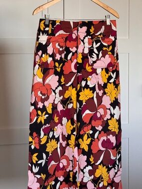 Anthropologie Maeve Colette Floral Mod Print Cropped Wide Leg Pants - 31